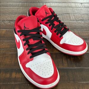 Nike Jordans low top red, black white sz 11.5